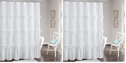 Victorian Ruffle Shower Curtain, 72" W x 72" H, White (Pack of 2) - color: White, size: 72"W x 72"L (Pack of 2)