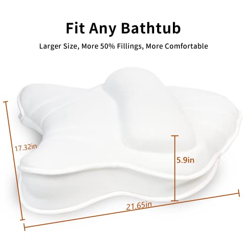 Extra Thick Large Bath Pillow with Neck,Back,Head Support for Bathtub | Soft 3D Mesh Fabric＆Quick Dry, Fits All Tubs, Bath Soaking Accessories, Spa Gifts, White(21''x17'') - size: White(21''x17'')