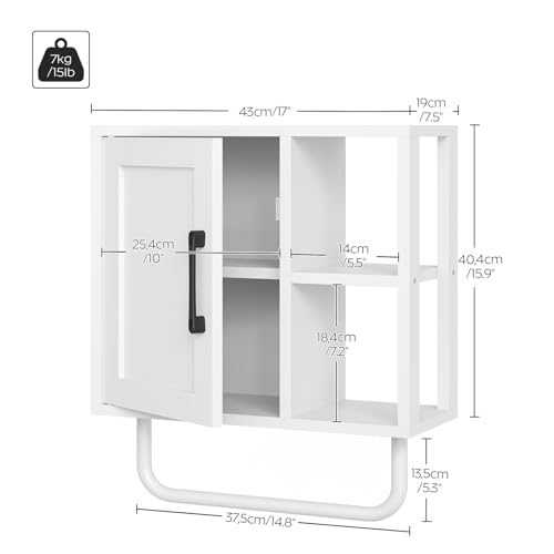 Medicine Cabinet, Bathroom Wall Cabinet with Towel Bar, Over The Toilet Storage Cabinet with Adjustable Shelf and Open Partition, for Bathroom, Laundry Room, Living Room, Kitchen, White - color: White