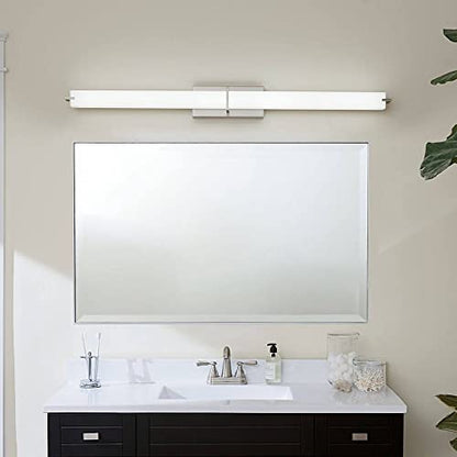 Kichler 11148NILED LED Linear Bath, Brushed Nickel | Integrated LED vanity light with white acrylic diffuser (49.25" x 4.75"), 11148NILED - size: 49.25" W x 4.75" H x 49.25" L
