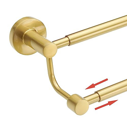 Double Towel Bar Towel Rack for Bathroom Wall Mounted Brushed Gold | Adjustable 16-26 In,Wall Mounted Towel Holder, Stainless Steel, Rustproof, Towel Bar Rod Hanger Hardware Accessories Hotel - color: Brushed Gold