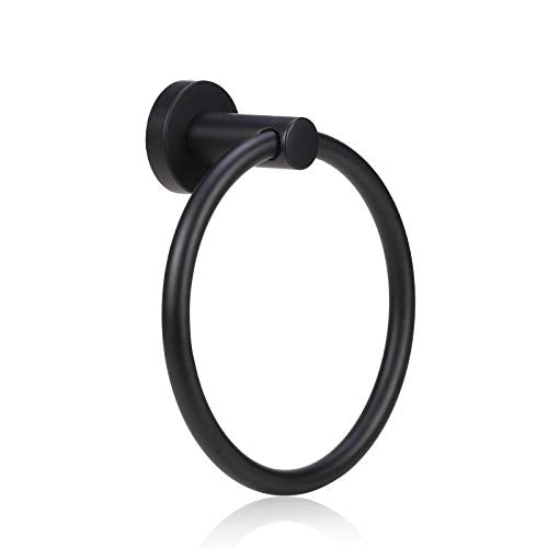 Bahroom Towel Ring,Matte Circle Hand Towel Holder,Heavy Duty Round Towel Holder Wall Mount Towel Rack Black - color: Towel Ring