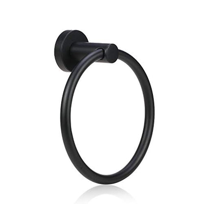 Bahroom Towel Ring,Matte Circle Hand Towel Holder,Heavy Duty Round Towel Holder Wall Mount Towel Rack Black - color: Towel Ring