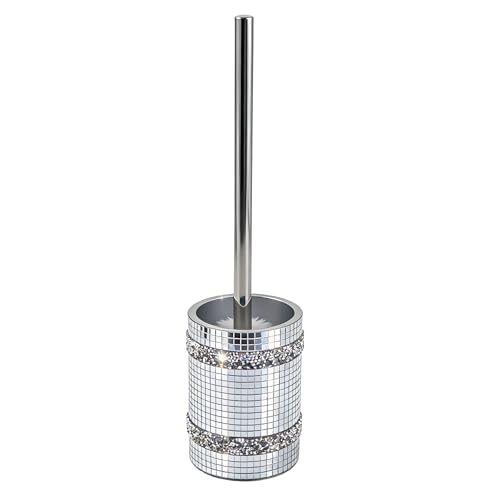 Silver Mosaic Toilet Brush Easy to Clean Household with Holder Set | Modern Style Bathroom Accessories, Equipped With a Sturdy Long Handle, Easy-To-Clean Household Toilet Brush - size: Toilet Brushes Holders