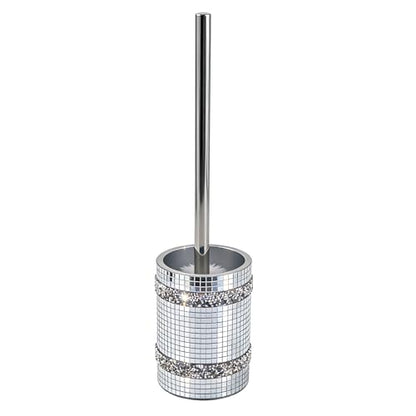 Silver Mosaic Toilet Brush Easy to Clean Household with Holder Set | Modern Style Bathroom Accessories, Equipped With a Sturdy Long Handle, Easy-To-Clean Household Toilet Brush - size: Toilet Brushes Holders