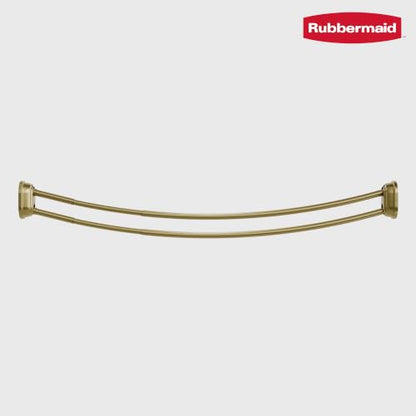 Rubbermaid Double Curved Shower Curtain Rod, No Drill, 50-72 Inches Adjustable Tension Shower Rod for Bathroom, Non-Slip, No Rust, Gold - color: Gold