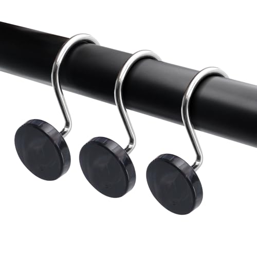 J&V TEXTILES Shower Curtain Hooks Rings, Rust Resistant Metal Double Glide Shower Hooks Rings for Bathroom Shower Rods Curtains, Set of 12 Hooks (Marble) - color: Marble