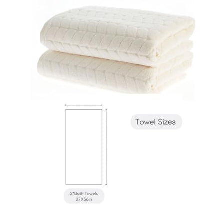 BAGNO MILANO Turkish Cotton Bath Towels, Hand Towels - Soft Plush Jacquard Collection - Highly Absorbent Towel Set (Cream, 2 pcs Bath Towel Set) - color: Cream, size: 2 pcs Bath Towel Set