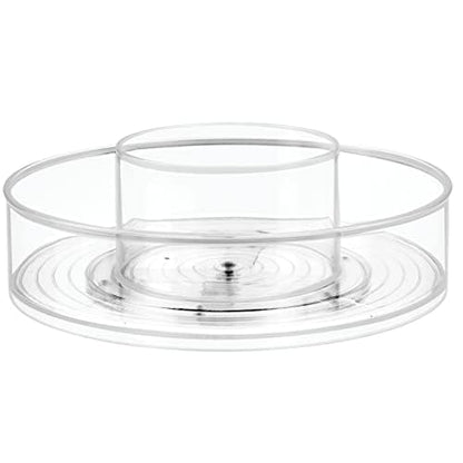 mDesign Plastic Lazy Susan Round Spinning Storage Tray; Rotating 360 Degree Carousel Organizer for Makeup, Cosmetic Organization; Holder for Nail Polish, Perfume, Health and Beauty Essentials - Clear