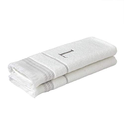 SKL Home Casual Monogram Hand Towel Set, L, 16x26, White 2 Count - color: Casual Monogram Hand Towel Set, size: Hand Towel Set, style: L