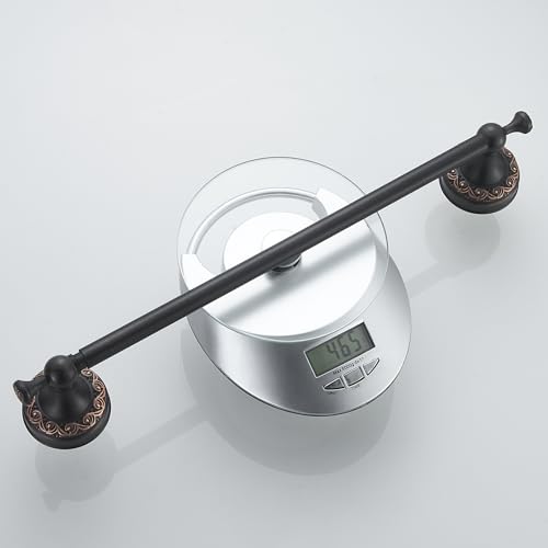 Oil Rubble Bronze Brass Single Towel Bar, Adjustable 15.5 to 27.5 Inch Bath Towel Bar Rack for Bathroom Towel Holder, Wall Mounted Black Bathroom Hardware Accessories,Pattern Carving Design - color: Single Towel Rack