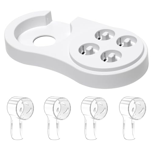 Toothbrush Head Covers & Toothbrush Holder for Oral B & iO series, transparent and white - color: White and Transparent