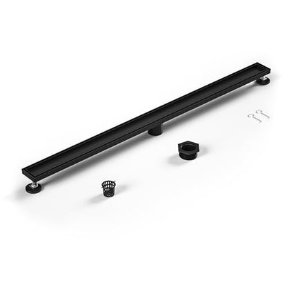 Linear Shower Drain, 304 Stainless Steel Floor Drain 42" | with Tiled Insert Grate & Hair Strainer, Bathroom 2-in-1 Tiled in Drain, CUPC Certified - color: Matte Black, size: 42''