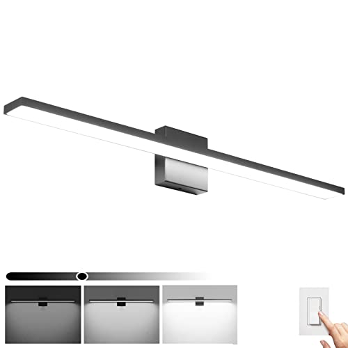 Ralbay 31.5inch Dimmable Modern LED Black Vanity Light 28W Frosted Aluminum for Bathroom Vanity Lighting Fixtures Cool White 6000K - color: Black-Dimmable, size: 31.5 inch