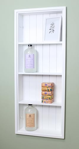14x36 Sloane Recessed Wall Niche Medicine Cabinet Replacement, in The Wall Bathroom Cabinet Insert Shelf/Shelves, Made in North America, Real Wood, NO MDF, Beadboard, White - color: White, size: 14x36
