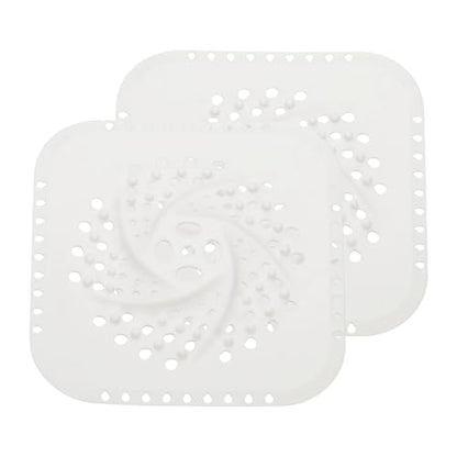 uxcell 2 Pcs Square Drain Cover, 5.7 Inch Shower Hair Catcher Drain Cover for Shower Room Bathtubs Kitchen Sink Laundry Room, White - color: White