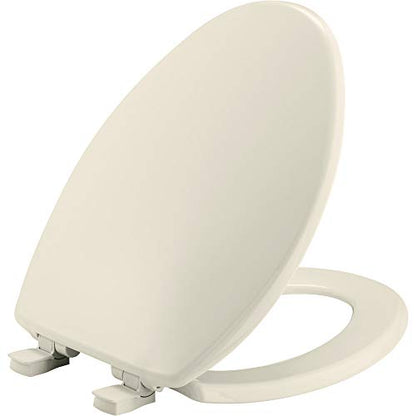 Bemis 7300SLEC Slow Close Toilet Seat, Easy Clean Hinges and Durable Plastic Seat, Made in USA, Elongated, Biscuit - color: Biscuit, size: Elongated