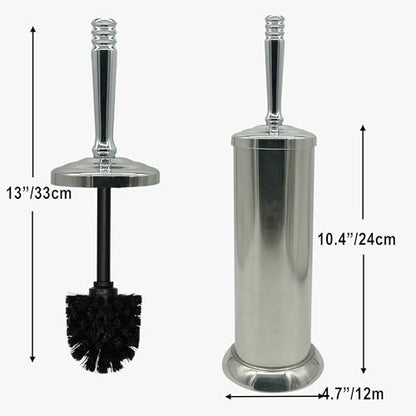 Silver Chrome Toilet Bowl Brush with Holder with Removable lastic Liner, Durable Bathroom Cleaning Tool, Bathroom Cleaner Brush for Efficient Cleaning and Hygiene - color: Chrome(mbb4828)