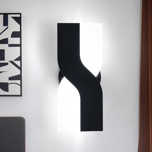 Modern LED Wall Sconce, 8W Acrylic Indoor Black Wall Light, 6000K Cold White Wall Light Fixture, Up and Down Wall Mount Light for Stairs, Living Room, Bedroom, Aisle, Hallway - color: Black, size: 1 PACK