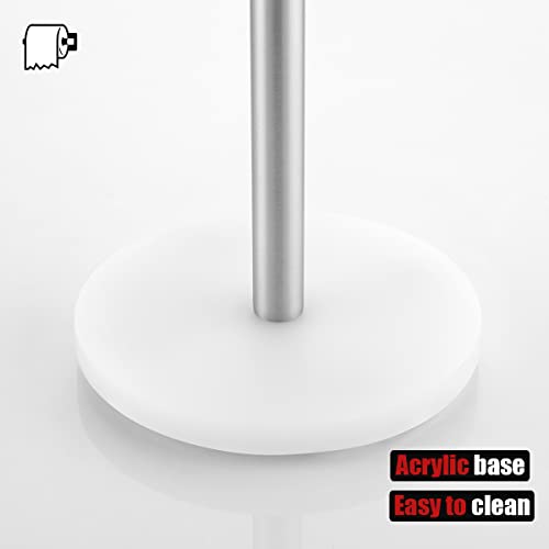 JQK Toilet Paper Storage Stand, 304 Stainless Steel Thicken 0.8mm Tissue Reserve Holder Dispenser for Bathroom, Brushed Steel, TPS180-WN - color: Brushed & White Base