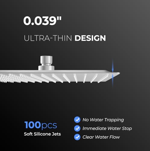 Rain Shower head, High Pressure Shower Head Made of 304 Stainless Steel, Relaxed Shower Experience Even at Low Water Flow and Pressure (10" Brushed Nickel) - color: Brushed Nickel, size: 10 Inch