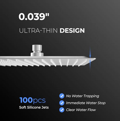Rain Shower head, High Pressure Shower Head Made of 304 Stainless Steel, Relaxed Shower Experience Even at Low Water Flow and Pressure (10" Brushed Nickel) - color: Brushed Nickel, size: 10 Inch