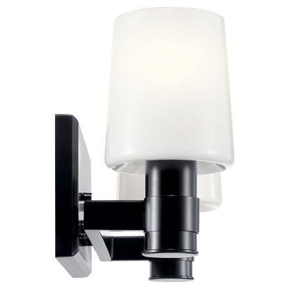 Kichler Adani 2-Light Bathroom Vanity Light, Black | Modern vanity light with opal glass for bathrooms and powder rooms (14.5" x 8.25"), 55175BK - color: Black, size: 14.5"