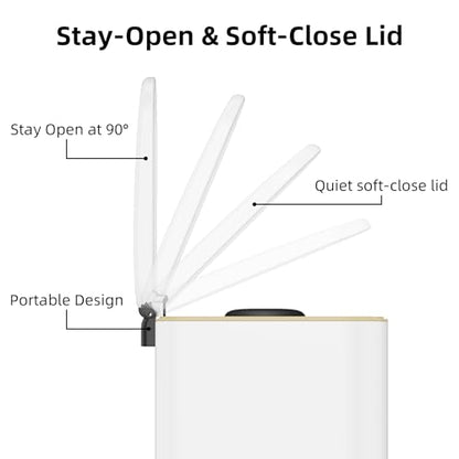 KSSKSS 2.6 Gallon/10L Slim Stainless Steel Bathroom Trash Can with Soft Close Lid, for Narrow Spaces,Bathroom, Bedroom (White) - color: White