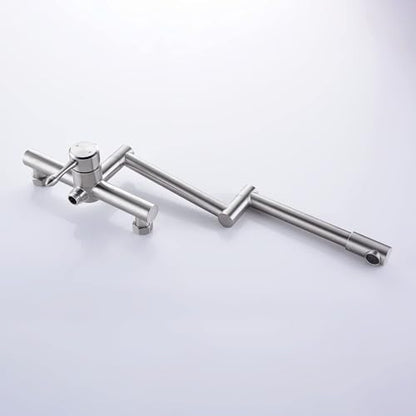 Kitchen Faucet Wall Mount with Side Sprayer, Folding Design for Bar Taps | 304 Stainless Steel Constructed, Rotatable, 8"" Center, Commercial Use - color: Style C, Independent Stand