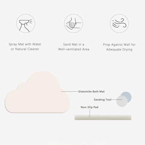Cloud Shape Diatomite Stone Bath Mat Shower Mat Quick-Dry, Non-Slip, Easy to Clean for Bathroom Floor - color: Cloud