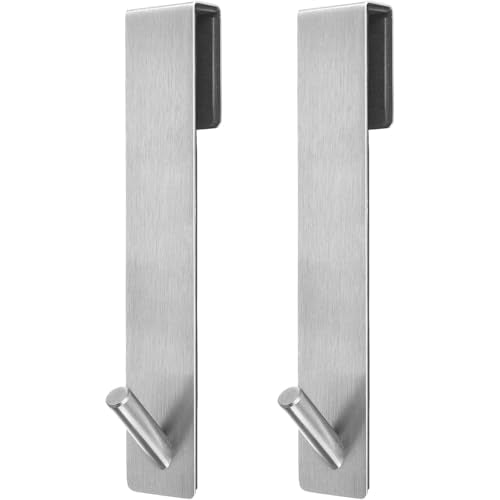 Extended Shower Door Hooks,Over Door Hooks for Bathroom Frameless Glass Shower Door, Towel Hooks, 2-Pack, Brushed - color: Brushed Nickel