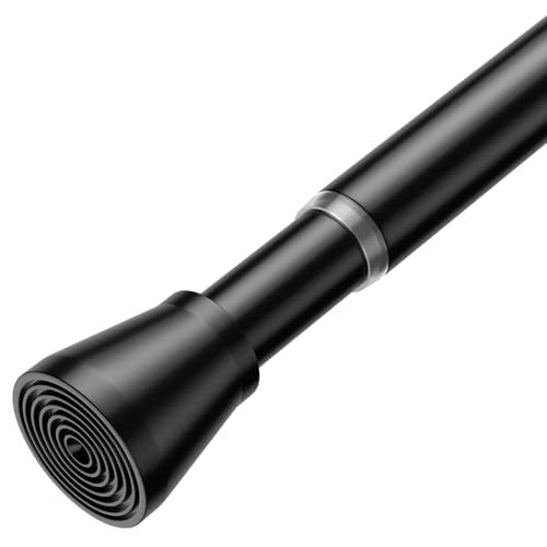 Spring Tension Curtain Rod 45 to 76 Inch 7/8" Diameter Adjustable No Drilling Black Shower Curtain Rods for Window Doorway Closet Door Kitchen Bathroom - color: Black, size: 1PCS-45-76 Inch