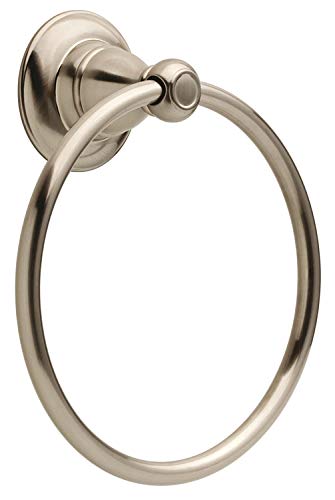 Delta Porter (1-Pack) Hand Towel Holder SpotShield Brushed Nickel Towel Racks for Bathroom Wall Round Towel Ring Holder for Bath Towel Hanger for Kitchen, Bathroom Accessories PTR46-BN - style: Towel Ring
