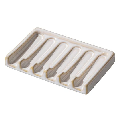 Tanew Self Draining Premium White Ceramic Waterfall Soap Dish, Bar Soap Holder, Shower Soap Holder Sponge Holder Soap Tray Savers for Bathroom, Shower, Kitchen, Sink and Countertop - color: White1