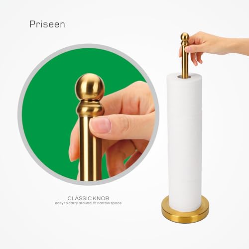Toilet Paper Holder Stand Storage 5 Paper Rolls, Gold Freestanding TP Roll Holder, Stainless Steel (Gold)
