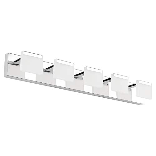 Ralbay LED Modern Bathroom Vanity Lights 5 Lights Acrylic Stainless Steel Bathroom Wall Light Fixture - color: Chrome, size: 5-Light