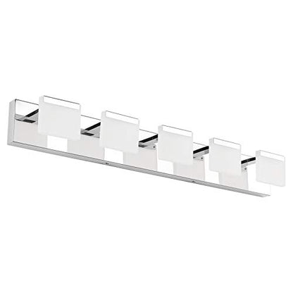 Ralbay LED Modern Bathroom Vanity Lights 5 Lights Acrylic Stainless Steel Bathroom Wall Light Fixture - color: Chrome, size: 5-Light