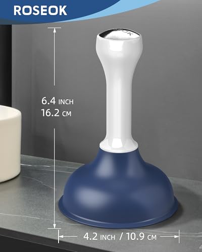 ROSEOK Sink Plunger, Mini Plunger with Short Handle, Powerful Small Plunger | For Bathroom Sinks, Kitchen Sinks, Tubs, Shower Drains, Navy Blue