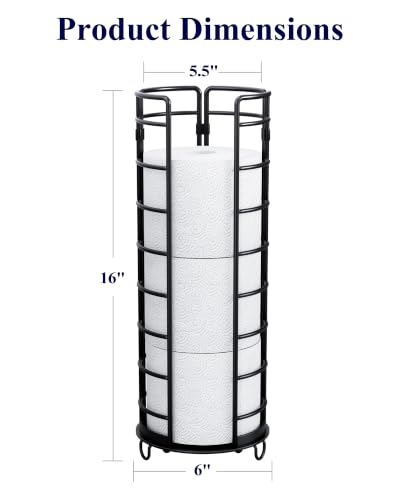 Kitsure Toilet Paper Holder - Space-Saving Toilet Paper Holder Stand Reserve, Rustproof Bathroom Organizers and Storage Solution for Spare Rolls, Black, 15.6" H