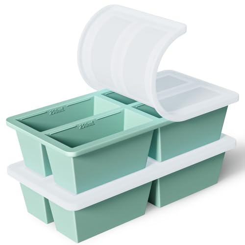 Silicone Freezer Tray for Sauce Cube: FDDAI Super Prep Freezing Tray for Souped Storage - Freeze 125mL 250mL Broth Soup Portion - color: Green