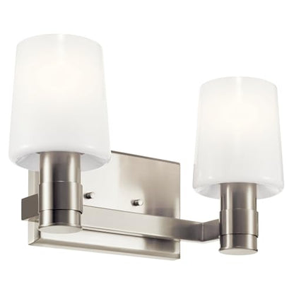 Kichler Adani 2-Light Bathroom Vanity Light, Brushed Nickel | Modern vanity light with opal glass for bathrooms and powder rooms (14.5" x 8.25"), 55175NI - color: Brushed Nickel, size: 14.5"