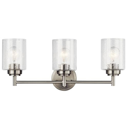 Kichler Winslow 21.5" Vanity Light in Brushed Nickel, 3-Light Transitional Bathroom Light with Clear Seeded Glass. (21.5" W x 9.25" H), 45886NI | Clear seeded glass vanity light for bathroom mirrors (21.5" x 9.25" x 12"), 45886NI - color: Brushed Nickel,