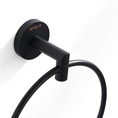 Black Towel Ring for Bathroom, Modern Hotel Style Hand Towel Holder Wall Mounted, Contemporary Hand Towel Rack, Matte Black,077060-MB Leo Seires - color: Matte Black