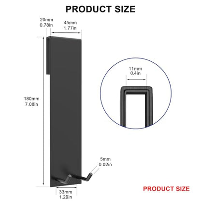 Shower Door Hook, Extended Length Frameless Shower Door Hook (7 Inches), Heavy-Duty Bathrobe Towel Stainless Steel Hook, No Drilling or Adhesive Required, 2-Pack, Black - color: Black-SXJ