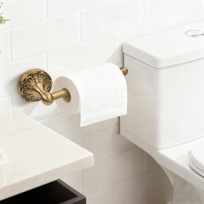 Brass Toilet Paper Holder Towel Ring, Antique Brass Towel Holder Toilet Paper Roll Holder, Rustic Towel Rack Bathroom Accessories Set Hardware 2 Pieces Farmhouse Wall Mounted - color: Antique Brass