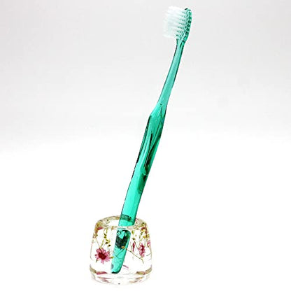 Japanese Toothbrush Holder Stand with Real Flower in Acrylic (Star Pink) (NNFHTF-SPK) - color: Star Pink