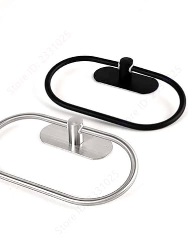 Bathroom Hand Towel Ring Kitchen Cloth Holder (1, Black) - color: Black