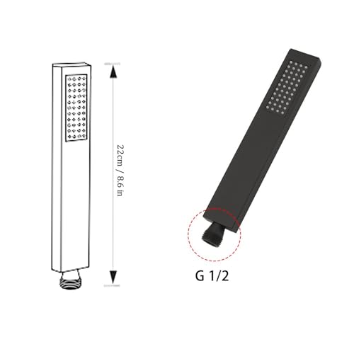 Hand Shower Wand Handheld Shower Spray High Pressure Single Function Luxury Hand Showerhead Matte Black - color: Matte Black, style: Square