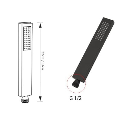 Hand Shower Wand Handheld Shower Spray High Pressure Single Function Luxury Hand Showerhead Matte Black - color: Matte Black, style: Square
