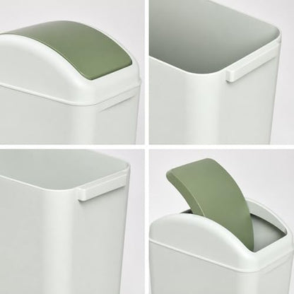 4.5 Gallon Plastic Swing Lid Trash Can, Slim Garbage Bin, Green | Trash Bin with Lid, Waste Basket Swing Top - color: Green
